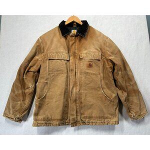 Carhartt Sandstone Duck Arctic Traditional Coat Tan Canvas Work C26 211 Men's L
